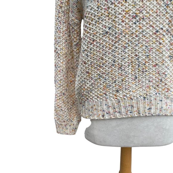 Gap Chunky Wool Rainbow Confetti Sweater Wm Sz M Pastel Mixed Stitch Feminine - Picture 4 of 11
